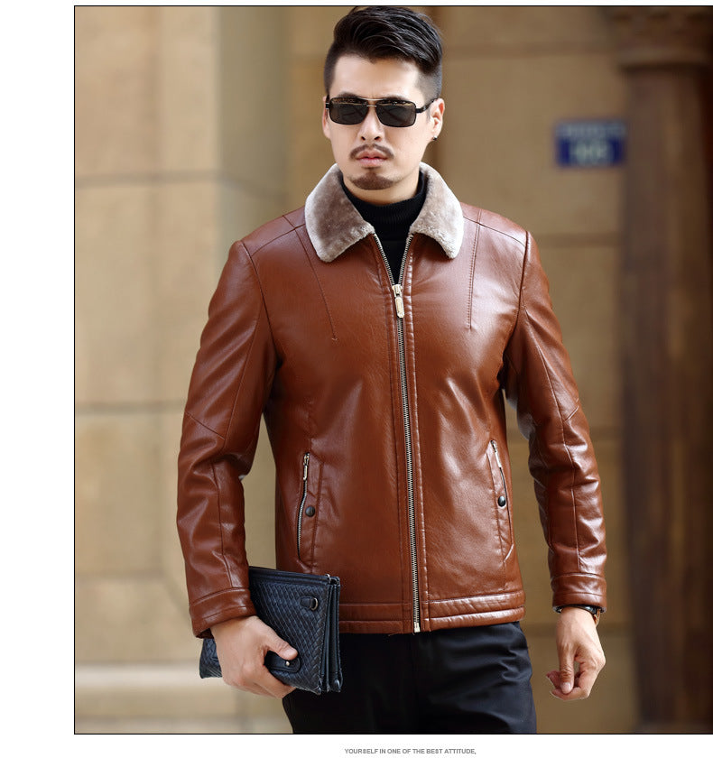 Men's Leather jacket PU coat - Product upscale