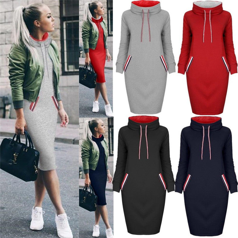 Ladies Winter Hooded Dresses Women Dress - Product upscale
