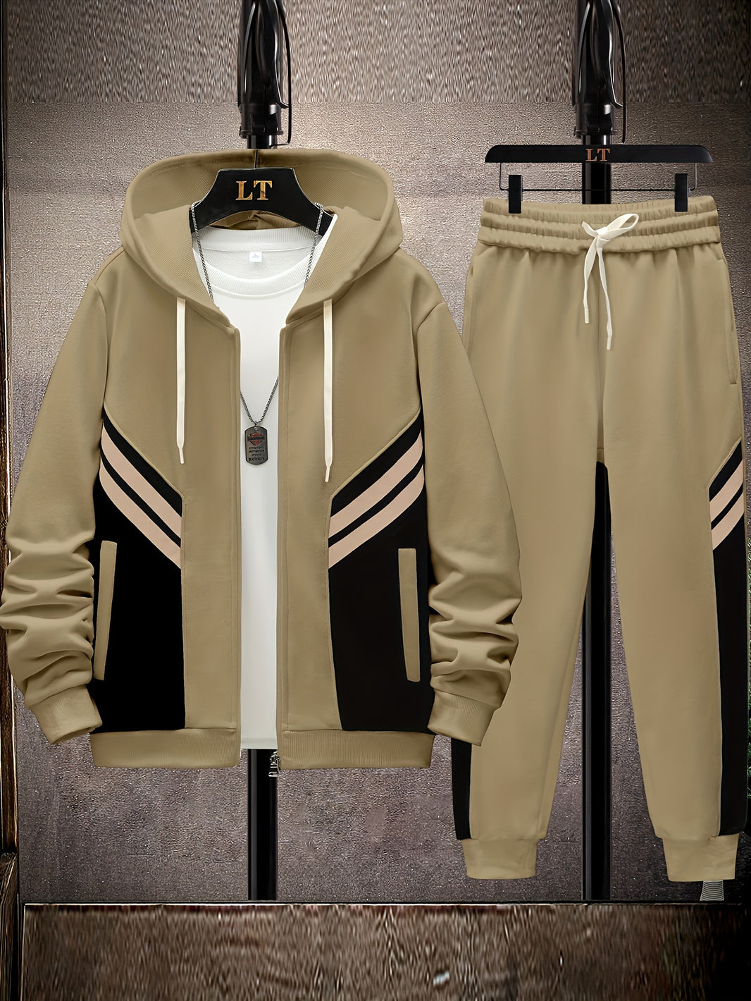 Men's Color Block Hoodie & Sweatpants Set