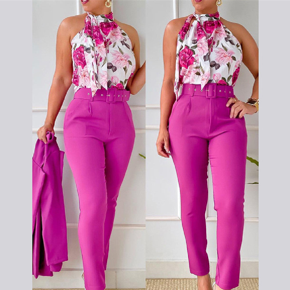 Women's Floral Vest Suit - Product upscale