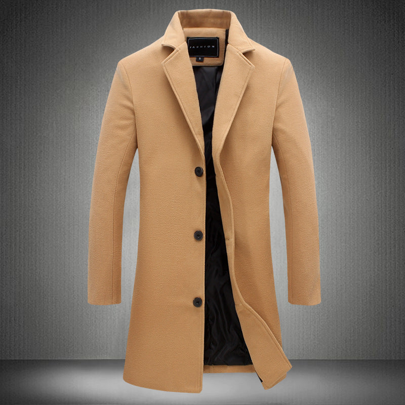 2021 Autumn And Winter New Mens Solid Color Casual Business Woolen Coats - Product upscale