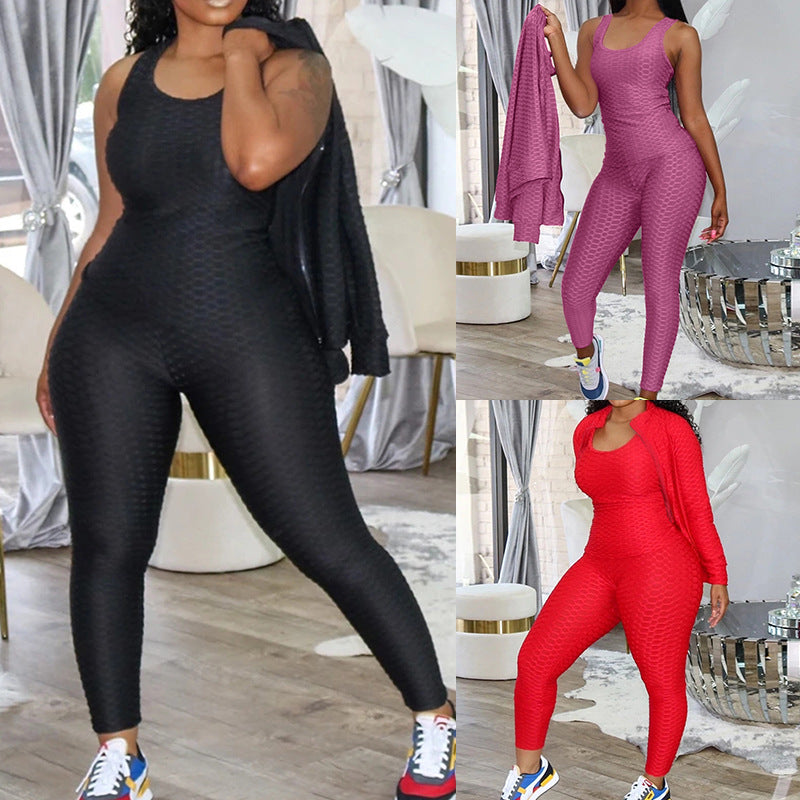 Women's Long Sleeve Jacket Vest Pants Suit - Product upscale