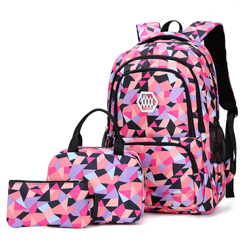 Large Capacity School Bags Set - Cute Printing for Teenagers