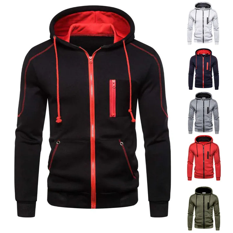 Men's Hoodie Black White Army Green Red Hooded Color Block Fleece Cool Casual Winter Clothing Apparel Hoodies Sweatshirts - Product upscale