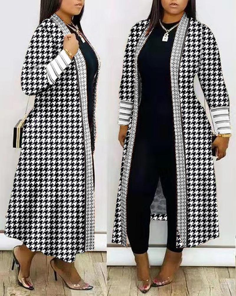 Women Printed Long Cardigan full sleeve Trench  OverCoat Lady Casual Loose Open Stitich Coat Female 2023 Autumn Spring Fashion - Product upscale 