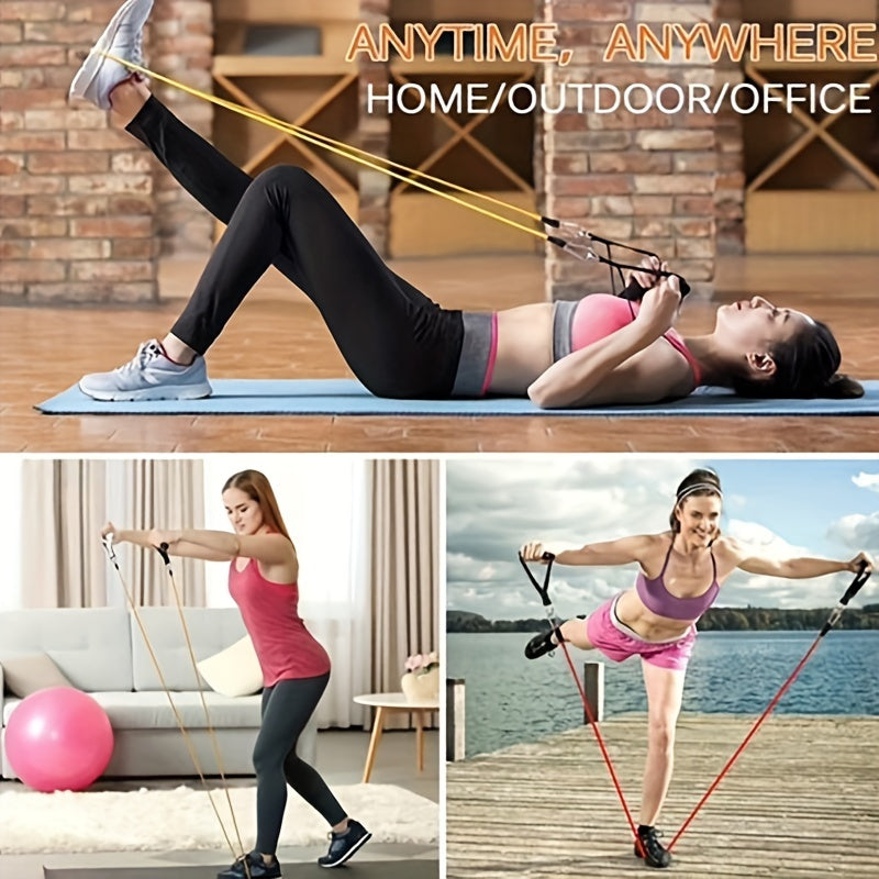 11pcs TPE Resistance Bands Set, Resistance Bands With Door Anchor, Handles, Carry Bag, Legs Ankle Straps, Exercise Bands, Workout Bands, For Home Gym, Fitness, Yoga & Pilates, Suitable For Beginners - Product upscale 