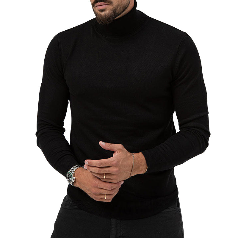 Autumn And Winter New High-elastic Turtleneck Knitted Cashmere Sweater Thickened Young Men's Warm Undercoat - Product upscale 
