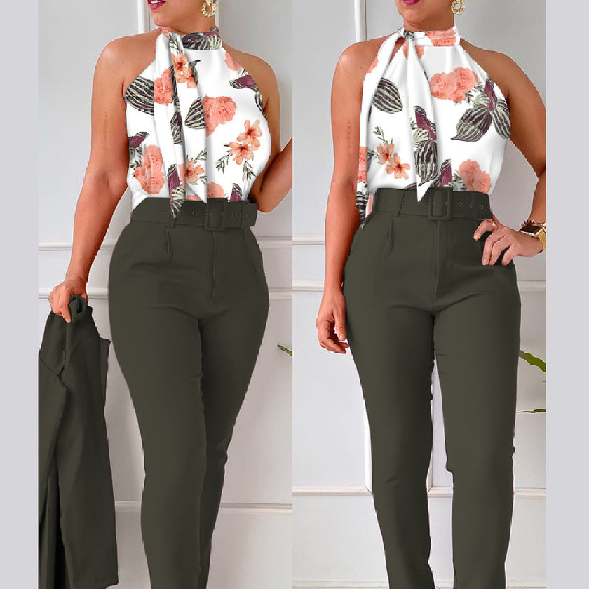 Women's Floral Vest Suit - Product upscale 