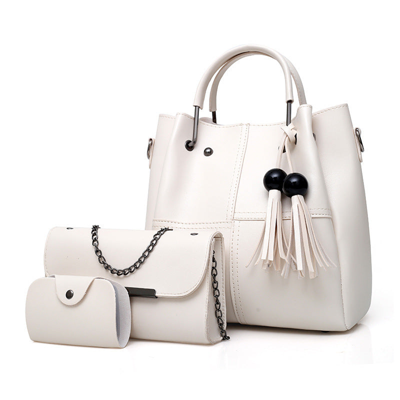 European and American fashion single shoulder Messenger bag ladies three-piece tassels mother bag - Product upscale 
