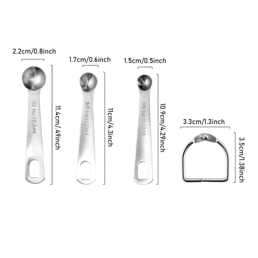 1 Set Stainless Steel Measuring Cups & Spoons Set, Cups And Spoons, Kitchen Gadgets For Cooking & Baking (4+6) 0.86lb