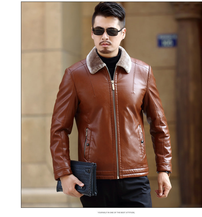 Men's Leather jacket PU coat - Product upscale 