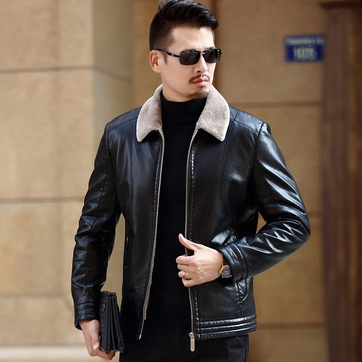 Men's Leather jacket PU coat - Product upscale 