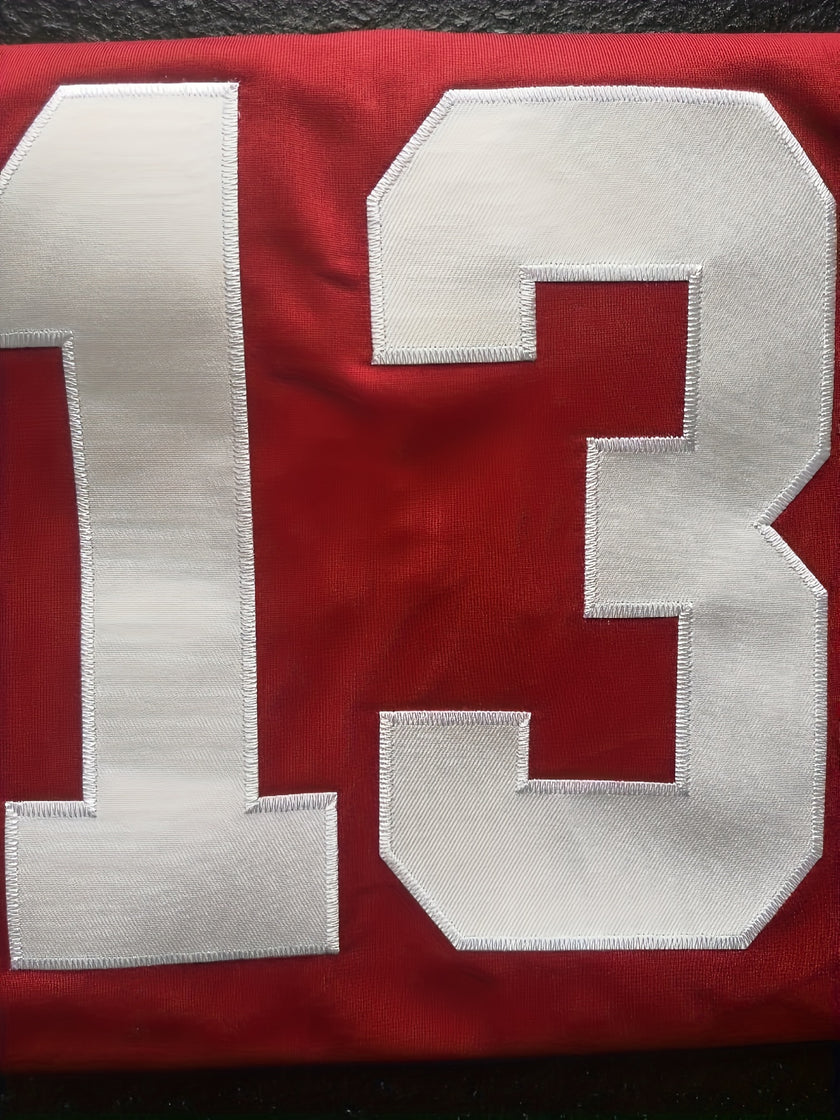 Men's Classic Red #13 American Football Jersey: Embroidery Breathable V-neck Sports Uniform For Training Competition