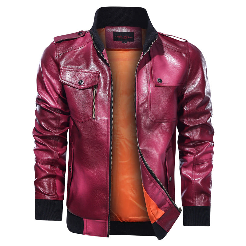 Men s Autumn And Winter Leather Jacket Motorcycle Jacket - Product upscale 
