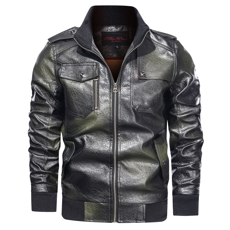 Men s Autumn And Winter Leather Jacket Motorcycle Jacket - Product upscale 