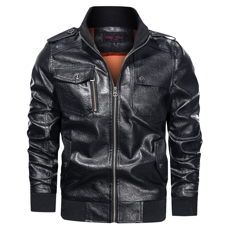 Men s Autumn And Winter Leather Jacket Motorcycle Jacket - Product upscale 