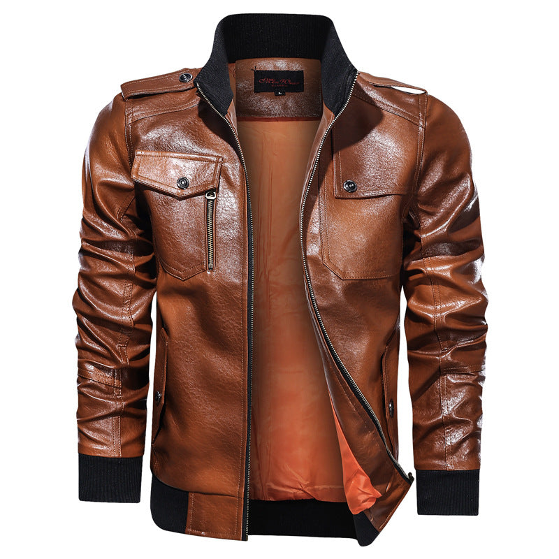 Men s Autumn And Winter Leather Jacket Motorcycle Jacket - Product upscale 