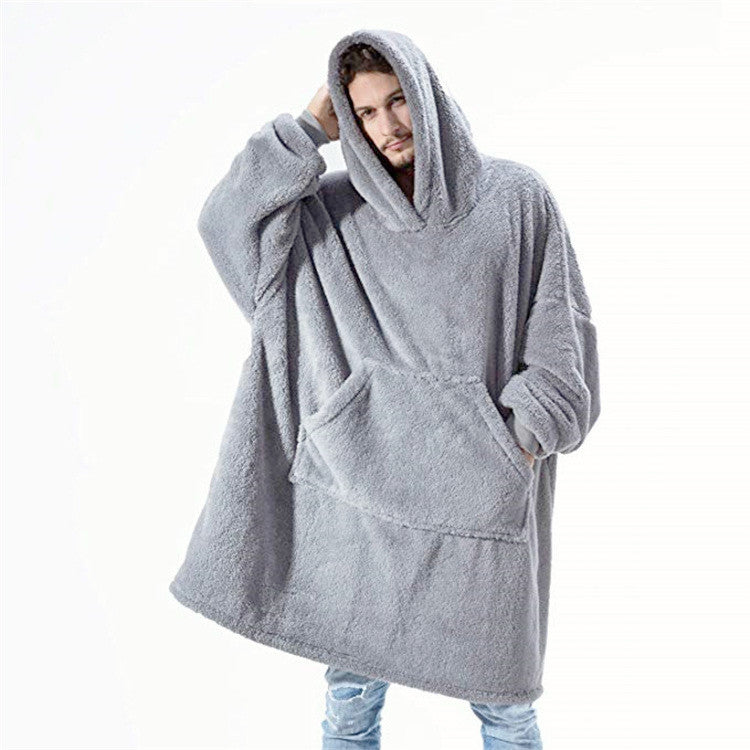 Hoodie Sweatshirt With Big Pocket Tops Sweater Comfortable Loose Double-Sided Fleece Thicker Wearable Blanket - Product upscale 