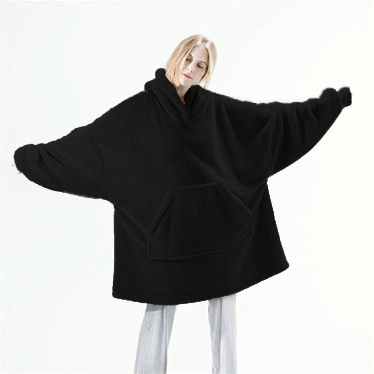 Hoodie Sweatshirt With Big Pocket Tops Sweater Comfortable Loose Double-Sided Fleece Thicker Wearable Blanket - Product upscale 