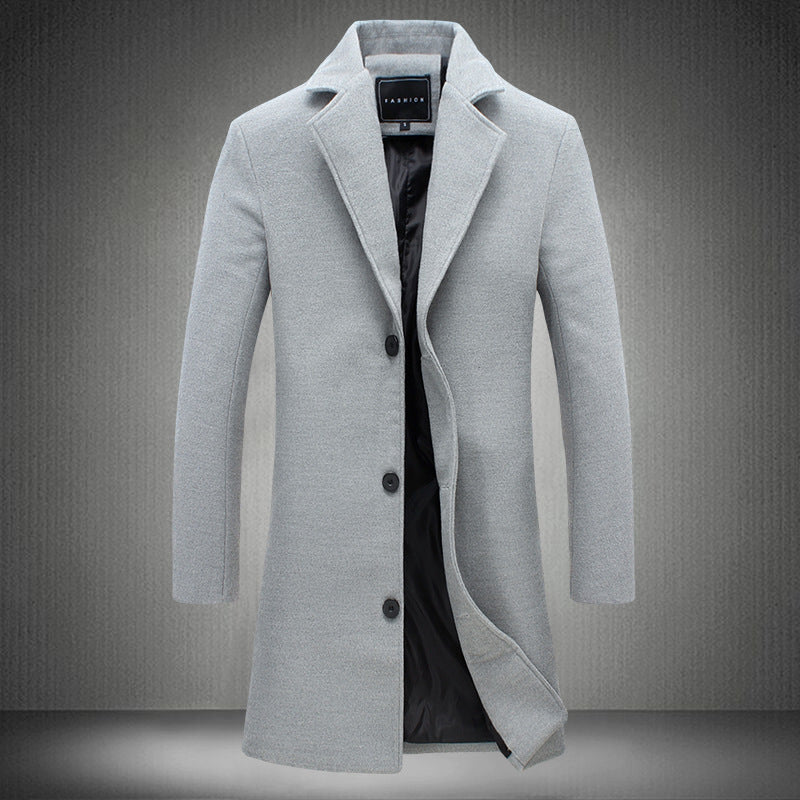 2021 Autumn And Winter New Mens Solid Color Casual Business Woolen Coats - Product upscale 