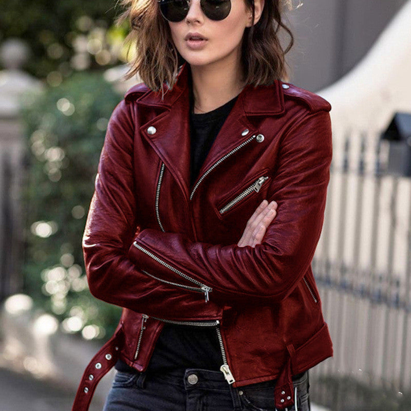 Women Zip leather jacket - Product upscale 