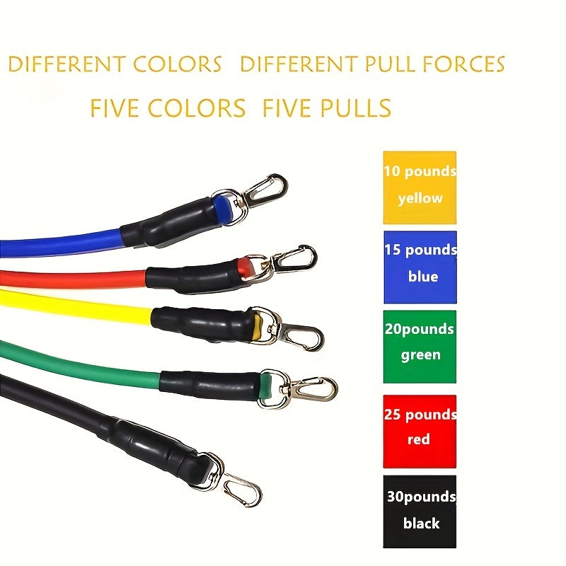 11pcs TPE Resistance Bands Set, Resistance Bands With Door Anchor, Handles, Carry Bag, Legs Ankle Straps, Exercise Bands, Workout Bands, For Home Gym, Fitness, Yoga & Pilates, Suitable For Beginners - Product upscale 