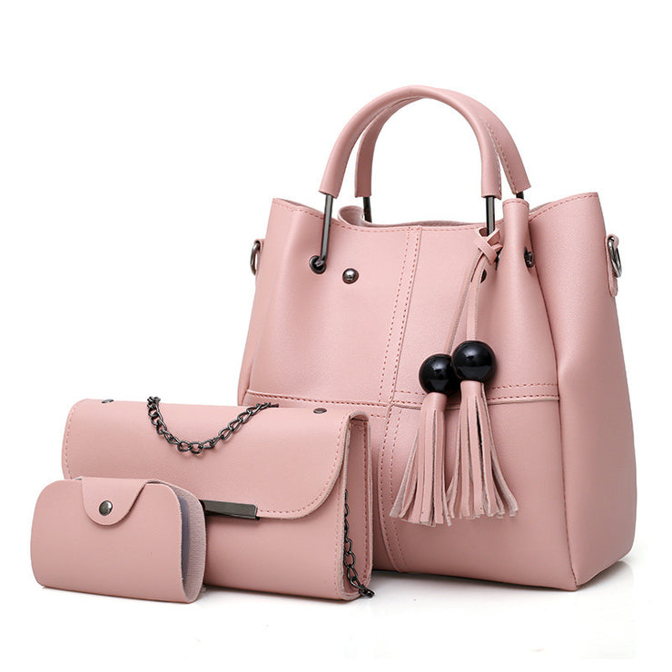 European and American fashion single shoulder Messenger bag ladies three-piece tassels mother bag - Product upscale 