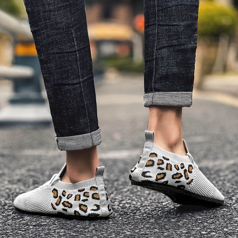 Men's Solid Colour Slip On Sock Loafer Shoes, Comfy Non Slip Durable Rubber Sole Sneakers For Men's Outdoor Activities