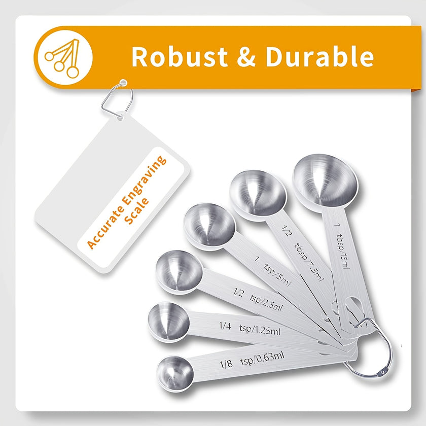 1 Set Stainless Steel Measuring Cups & Spoons Set, Cups And Spoons, Kitchen Gadgets For Cooking & Baking (4+6) 0.86lb