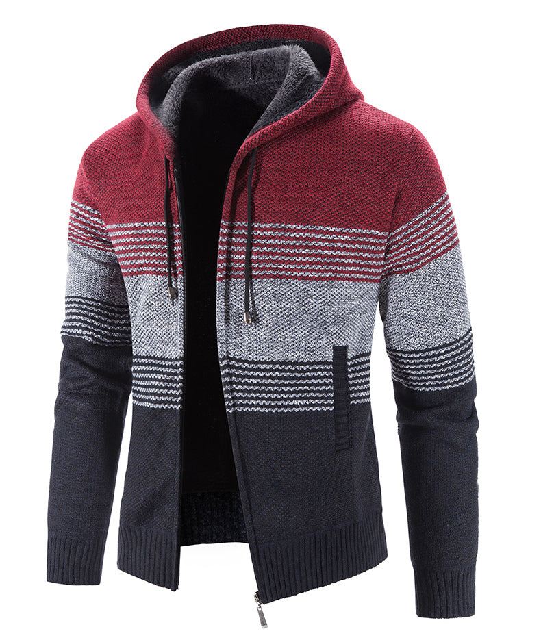 Hooded Fleece Thick Cardigan Sweater - Product upscale 