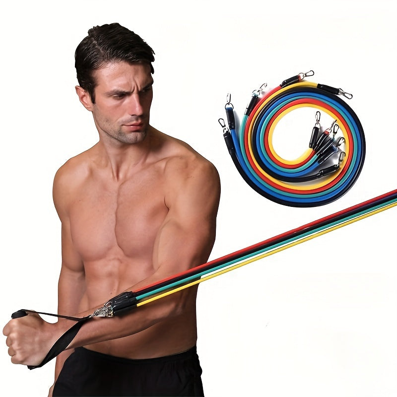 11pcs TPE Resistance Bands Set, Resistance Bands With Door Anchor, Handles, Carry Bag, Legs Ankle Straps, Exercise Bands, Workout Bands For Home Gym, Fitness, Yoga & Pilates Suitable For Beginners - Product upscale 