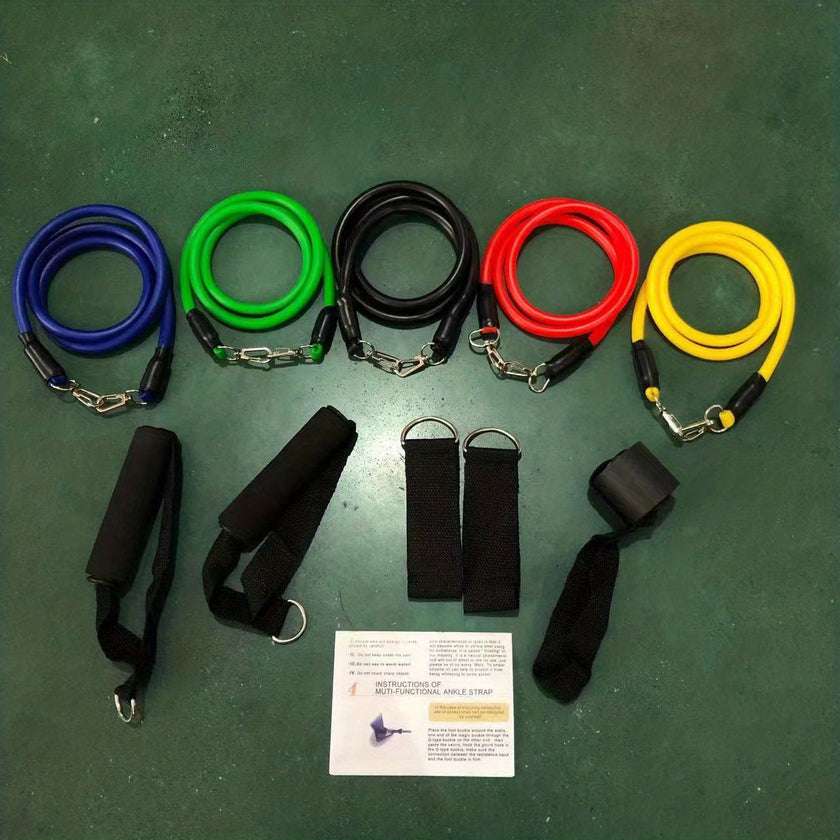 11pcs TPE Resistance Bands Set, Resistance Bands With Door Anchor, Handles, Carry Bag, Legs Ankle Straps, Exercise Bands, Workout Bands For Home Gym, Fitness, Yoga & Pilates Suitable For Beginners - Product upscale 