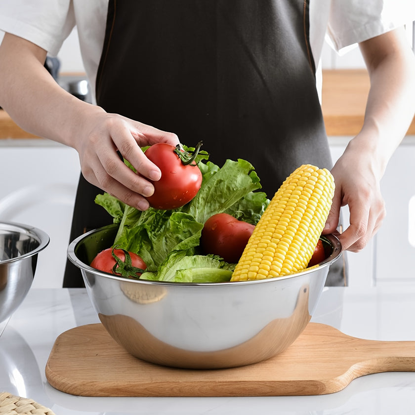 5pcs, Non-Slip Stainless Steel Mixing Bowls Set, Perfect For Kitchen Cooking And Baking, Nesting Design For Easy Storage