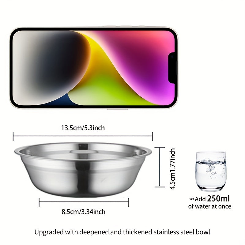 Elevated Cat Inclined Food Bowl Water Bowl With Wooden Stand For Cervical Spine Protection, Detachable Stainless Steel Pet Feeding Basin For Cats