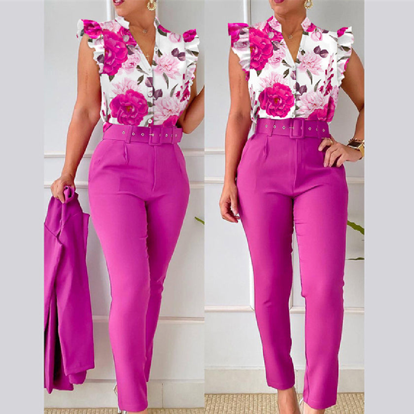 Women's Floral Vest Suit - Product upscale 