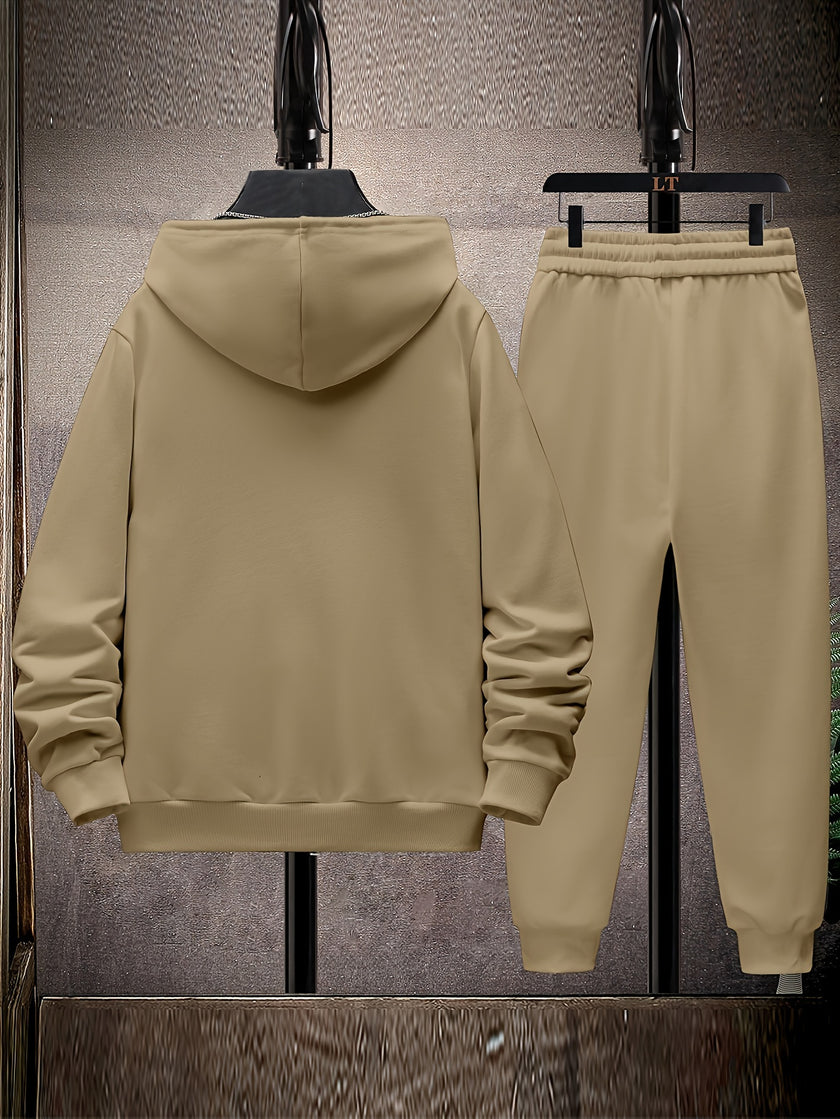 Men's Color Block Hoodie & Sweatpants Set