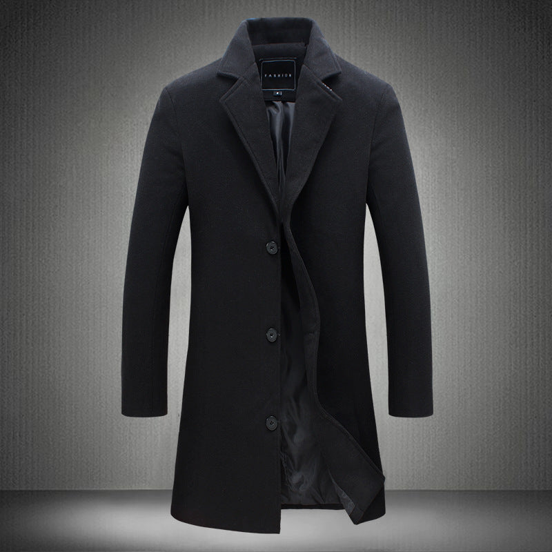 2021 Autumn And Winter New Mens Solid Color Casual Business Woolen Coats - Product upscale 