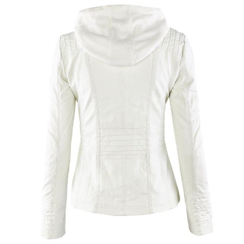 Women's Short Leather Pu Leather Jacket - Product upscale 