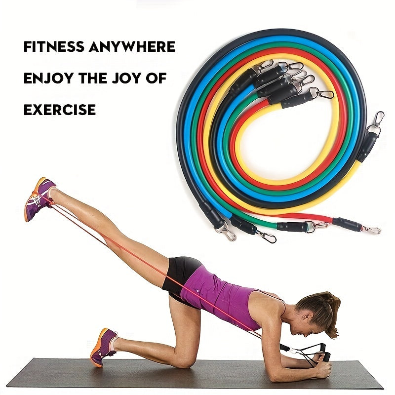 11pcs TPE Resistance Bands Set, Resistance Bands With Door Anchor, Handles, Carry Bag, Legs Ankle Straps, Exercise Bands, Workout Bands For Home Gym, Fitness, Yoga & Pilates Suitable For Beginners - Product upscale 