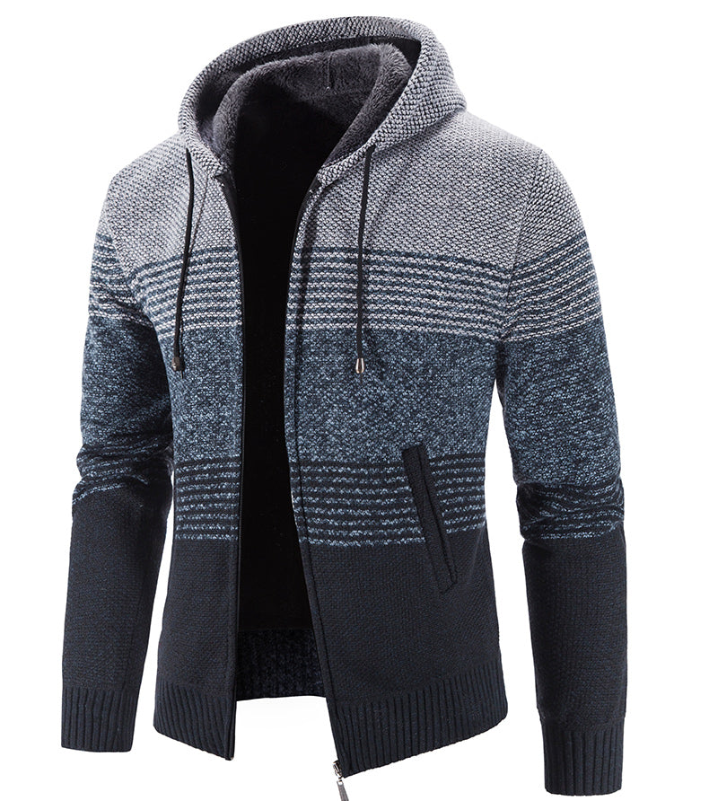 Hooded Fleece Thick Cardigan Sweater - Product upscale 