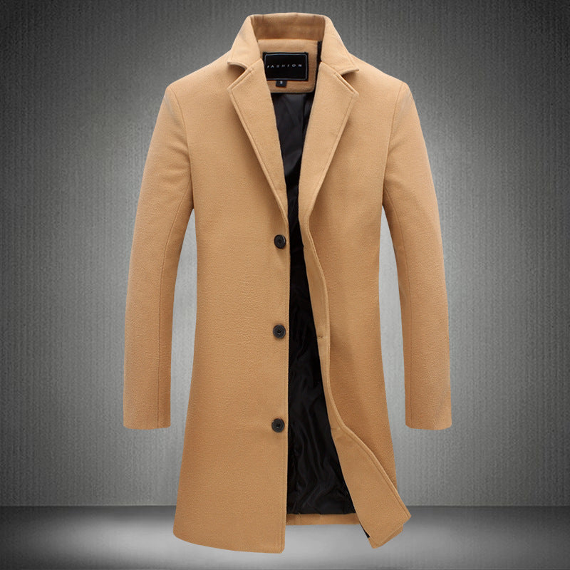 2021 Autumn And Winter New Mens Solid Color Casual Business Woolen Coats - Product upscale 