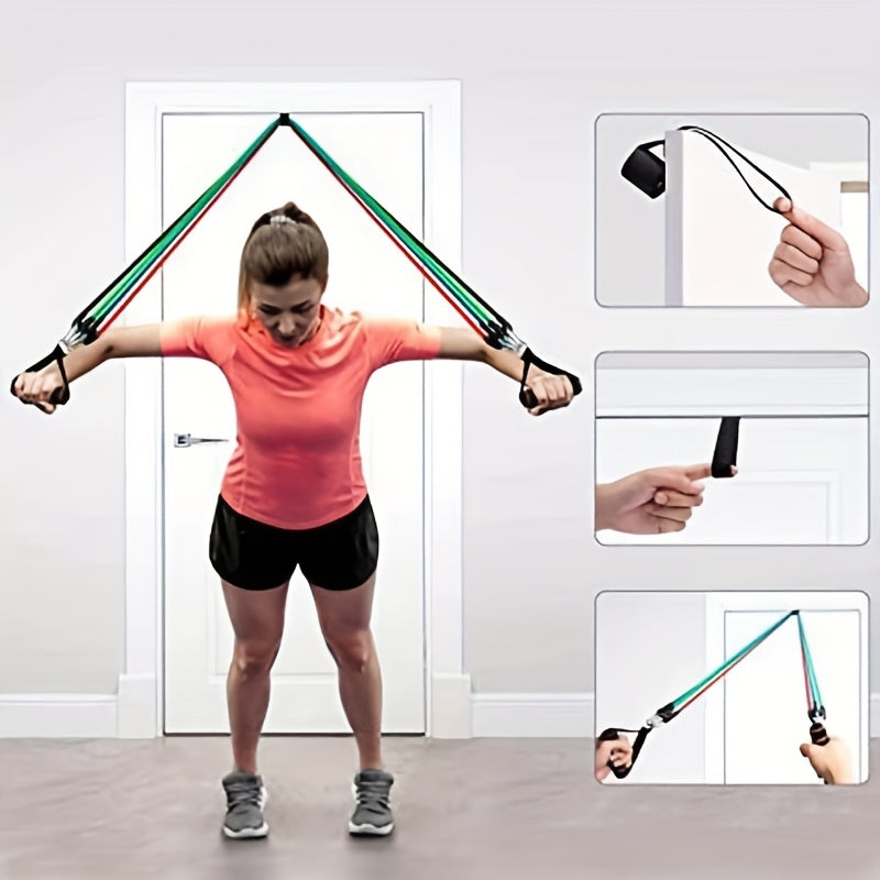 11pcs TPE Resistance Bands Set, Resistance Bands With Door Anchor, Handles, Carry Bag, Legs Ankle Straps, Exercise Bands, Workout Bands, For Home Gym, Fitness, Yoga & Pilates, Suitable For Beginners - Product upscale 