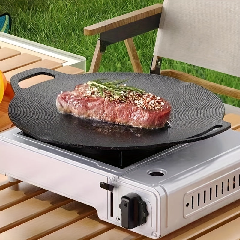 1pc, Korean Style BBQ Grill Pan For Stove Top, Camping Stove And IH Stove, Round Griddle Tableware, Non-stick Coating Frying Pan, Kitchen Utensils, Kitchen Accessories, Multiple Sizes Available (Can't Use Induction Cooker)