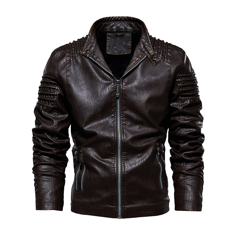 Men Leather Jacket Winter And Autumn Motorcycle PU Warm Fashion Coat - Product upscale 