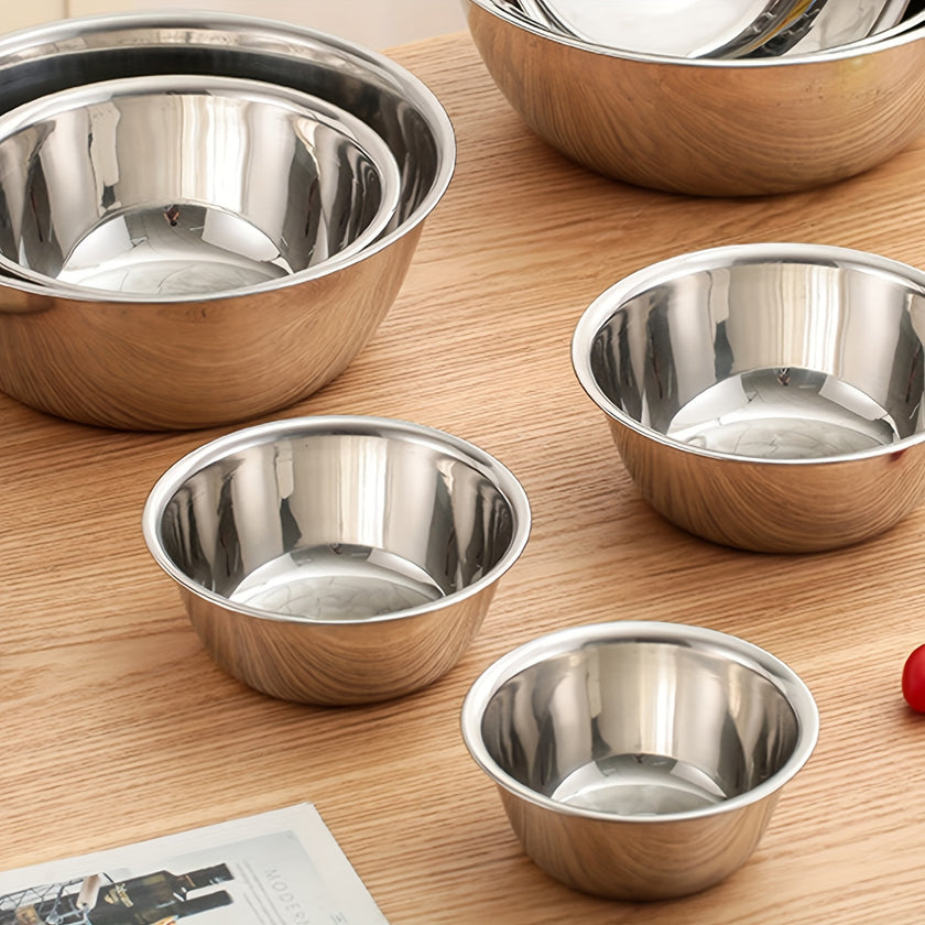 5pcs, Non-Slip Stainless Steel Mixing Bowls Set, Perfect For Kitchen Cooking And Baking, Nesting Design For Easy Storage