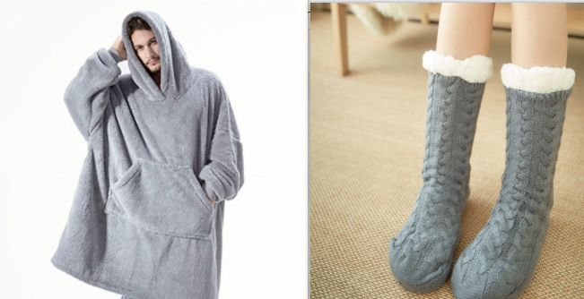 Hoodie Sweatshirt With Big Pocket Tops Sweater Comfortable Loose Double-Sided Fleece Thicker Wearable Blanket - Product upscale 