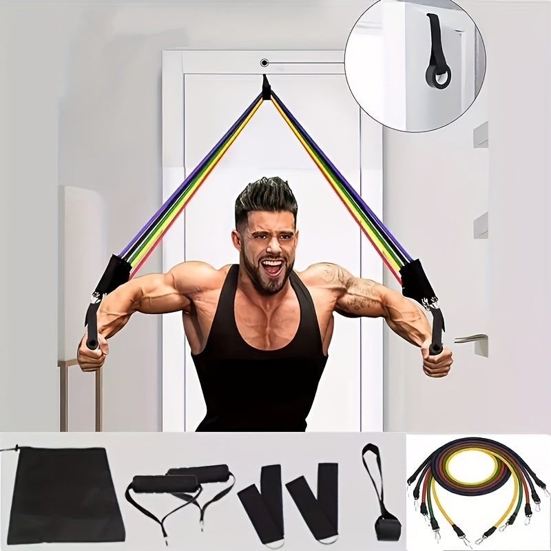 11pcs TPE Resistance Bands Set, Resistance Bands With Door Anchor, Handles, Carry Bag, Legs Ankle Straps, Exercise Bands, Workout Bands For Home Gym, Fitness, Yoga & Pilates Suitable For Beginners - Product upscale 