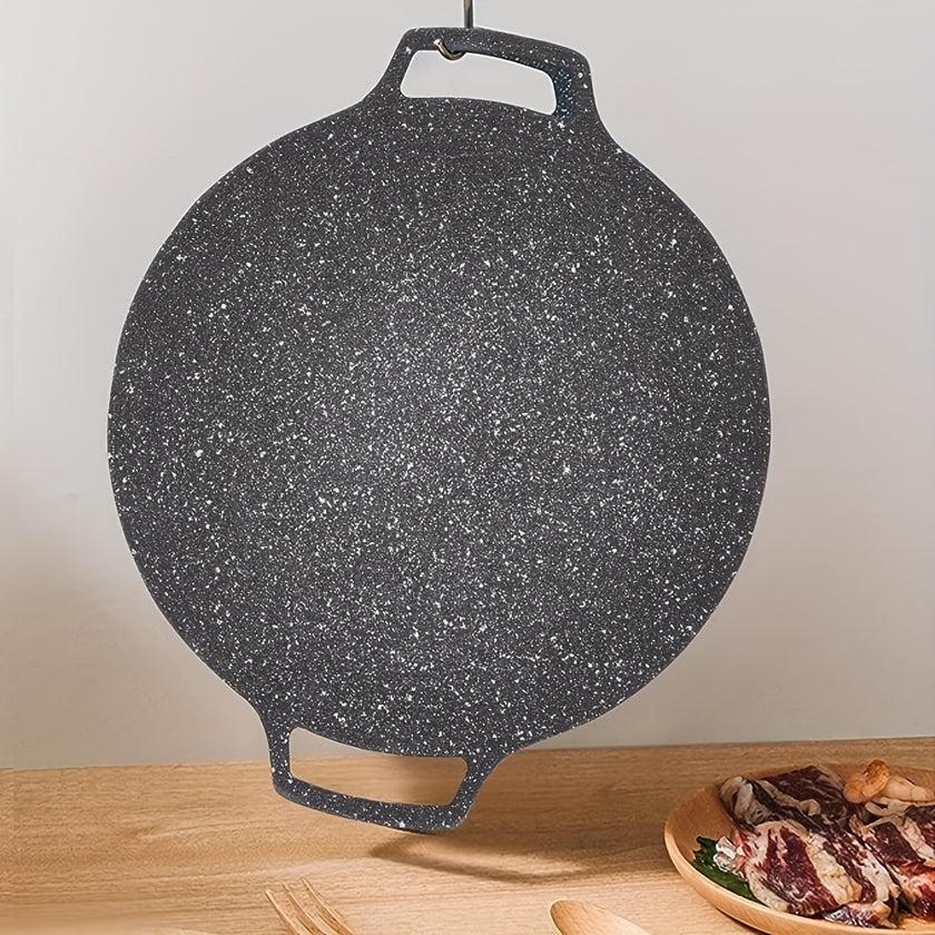 1pc, Korean Style BBQ Grill Pan For Stove Top, Camping Stove And IH Stove, Round Griddle Tableware, Non-stick Coating Frying Pan, Kitchen Utensils, Kitchen Accessories, Multiple Sizes Available (Can't Use Induction Cooker)