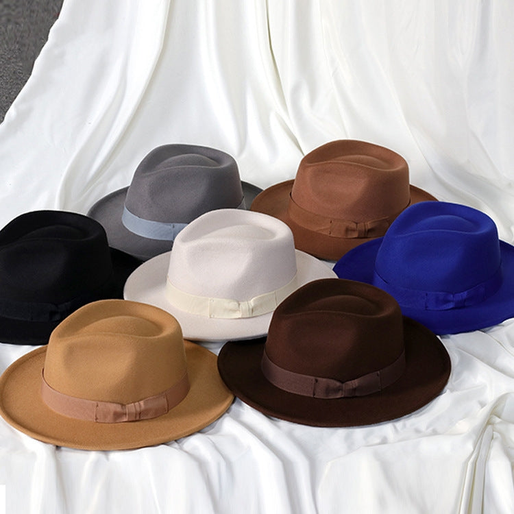 Bowknot Top Hat Love Hat Head Felt Cap Small Curling Men's Top Hat Retro Jazz Hat - Product upscale 