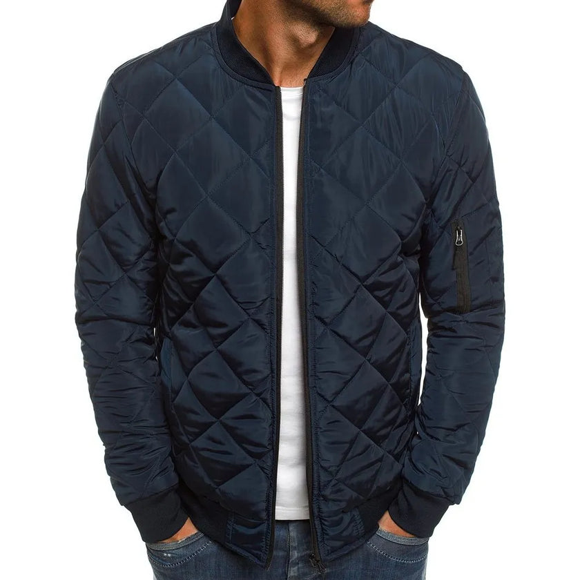 New Men's Casual Plaid Parkas Jacket Wind Breaker Overcoat Winter Clothes Windproof Zipper Jackets - Product upscale 